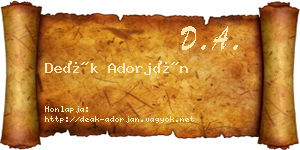 Deák Adorján névjegykártya