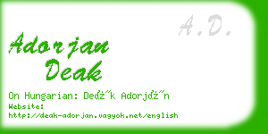 adorjan deak business card